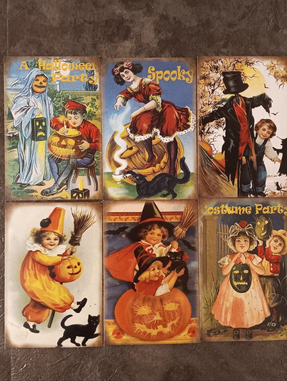 Halloween Postcard Lot Of 6, Vintage Inspired Art 4x6, Pumpkin Witchy Note Cards